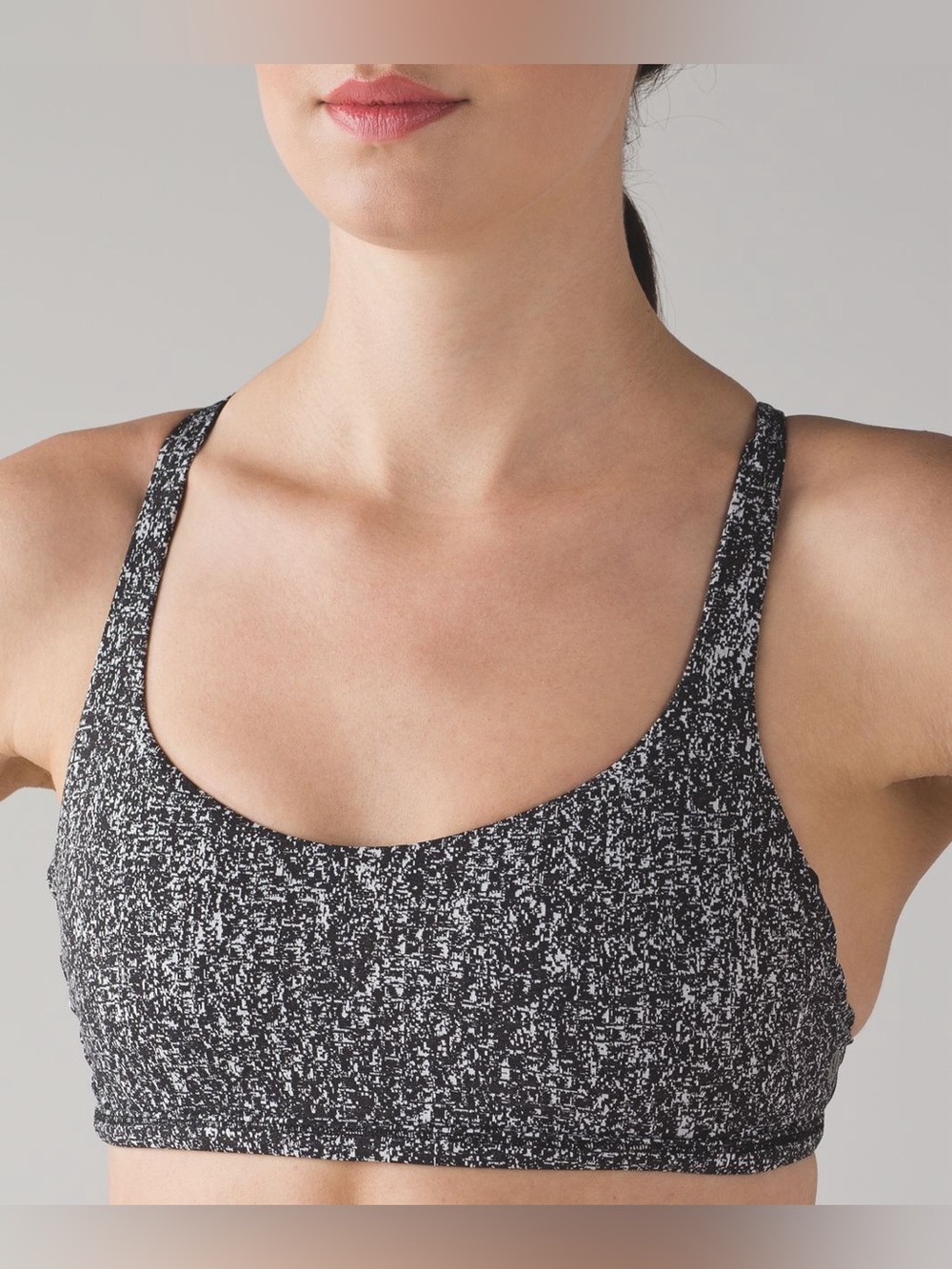 Lululemon Free To Be Zen Bra IV Black White Jacquard Strappy Yoga Sports Bra 4